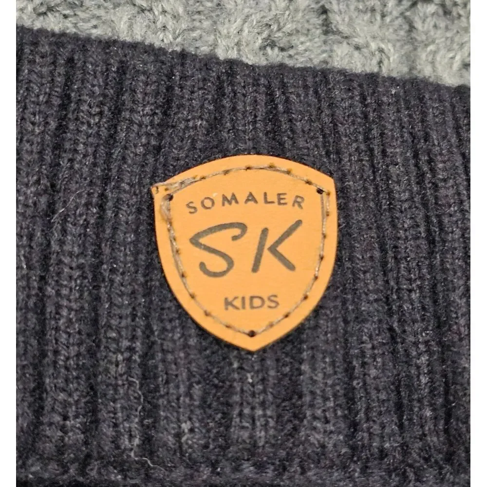 Somaler‎ Kids SK Beanie Toque (Strings & Pom Pom) Gray Black One Size Fits Most